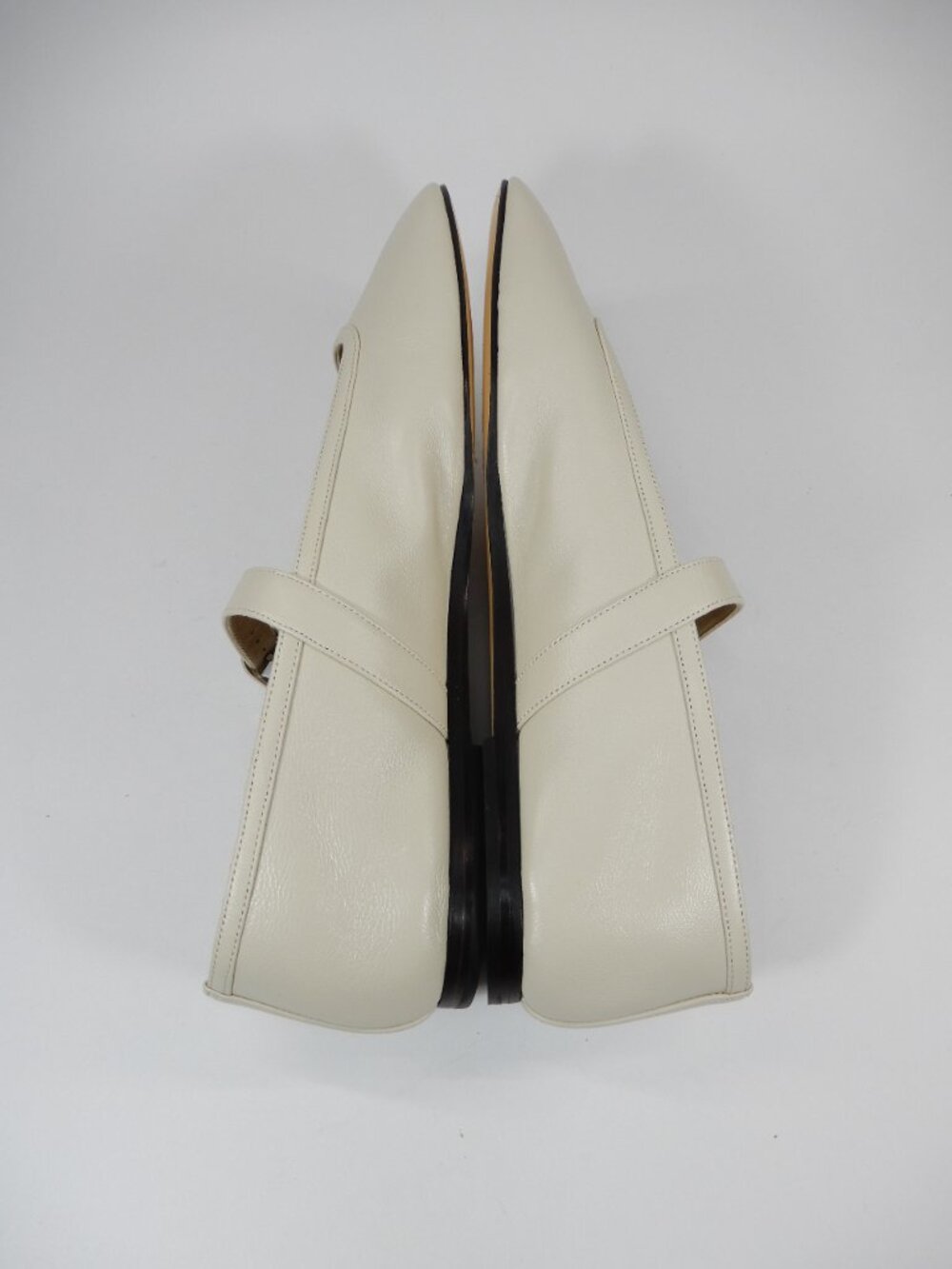 LE MONDE BERYL Mary Jane Ballet Flat 38 7.5 Ecru Lambskin Leather Square Toe NEW - Picture 14 of 16